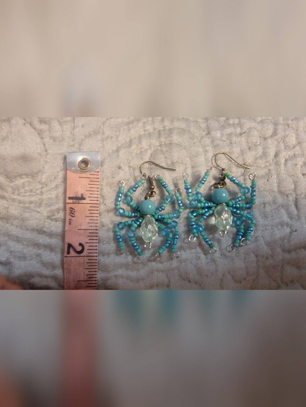 Handmade Turquoise Beaded Spider Earrings - Women Jewelry